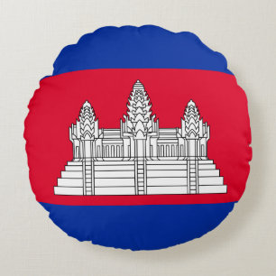 Kambodja Flagga Rund Kudde