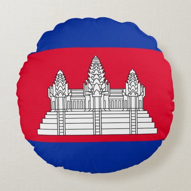 Kambodja Flagga Rund Kudde (Framsidan)