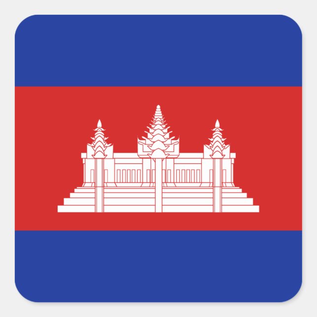 Kambodja Flagga Sticker Fyrkantigt Klistermärke (Framsida)