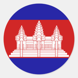 Kambodja Flagga Sticker Runt Klistermärke