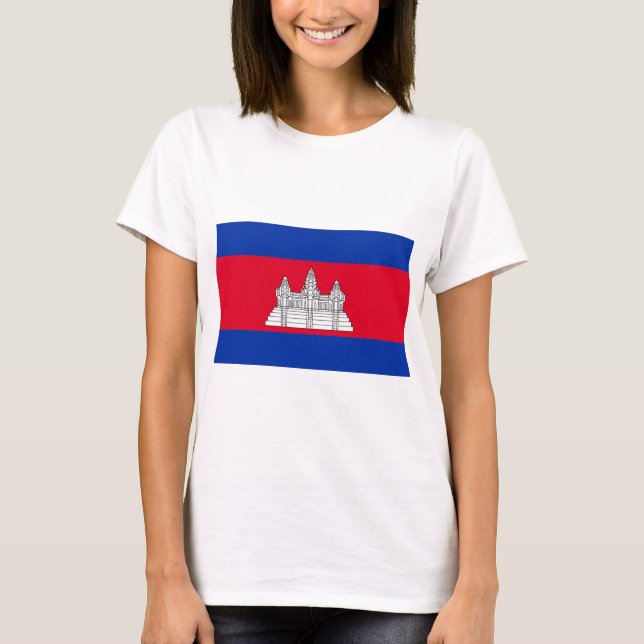 Kambodja Flagga T Shirt (Framsida)
