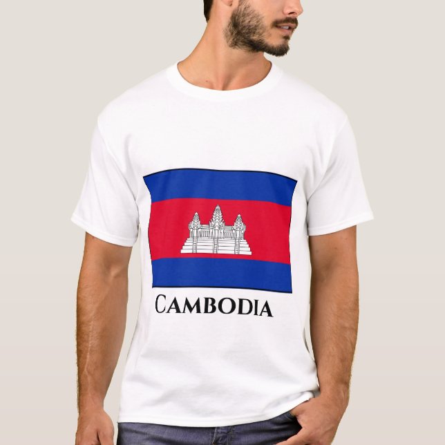Kambodja Flagga T Shirt (Framsida)