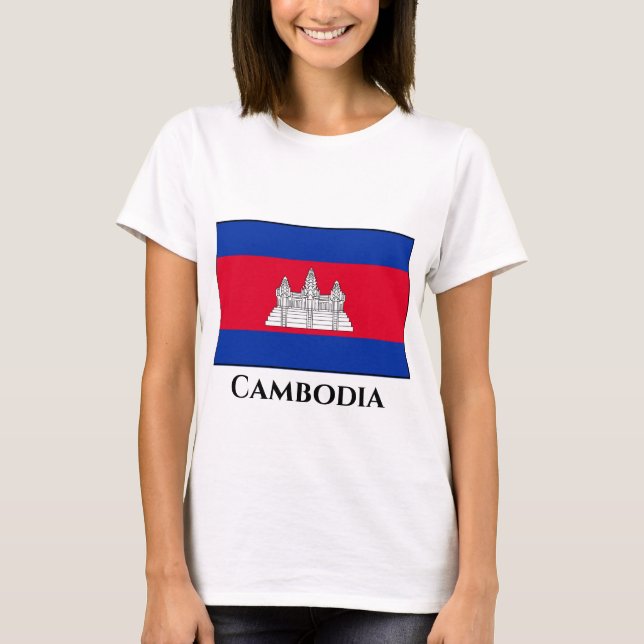 Kambodja Flagga T Shirt (Framsida)