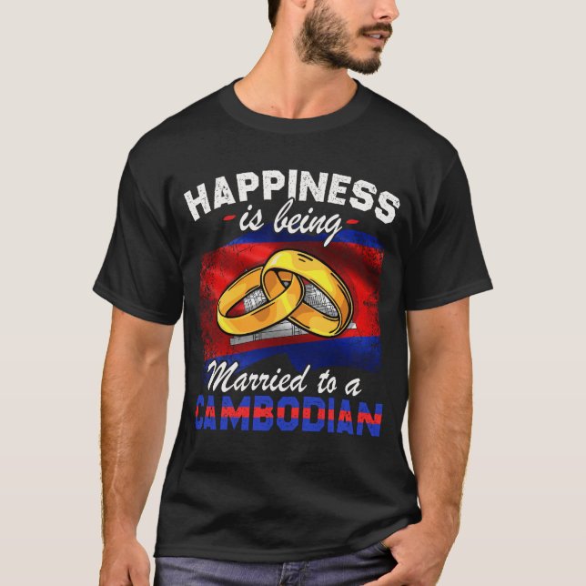 Kambodja Giftermål Kambodja Married Flagga Weded C T Shirt (Framsida)
