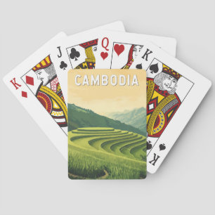 Kambodja Illustration Travel Art Vintage Casinokort