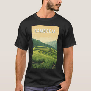 Kambodja Illustration Travel Art Vintage T Shirt