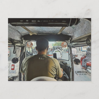 Kambodja Inside a Tuk Tuk, Anpassade Date Vykort