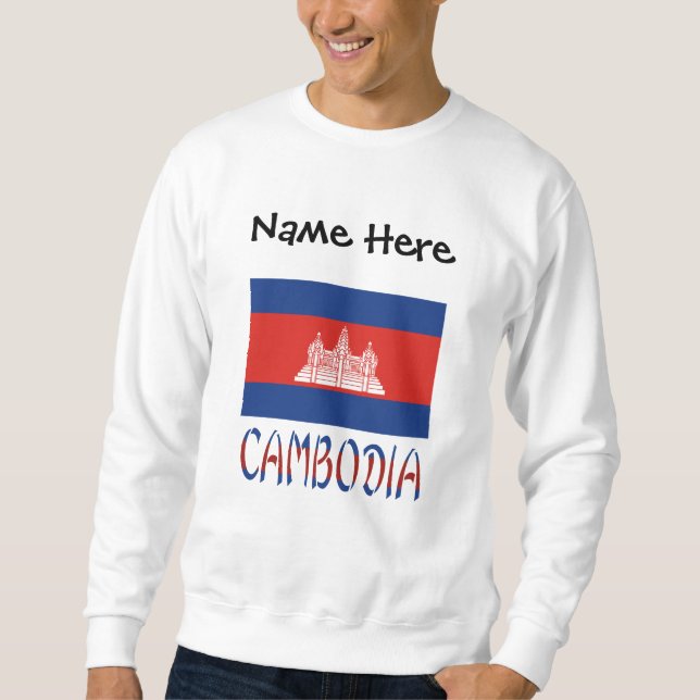 Kambodja Kambodjansk flagga Personligt namn  Lång Ärmad Tröja (Framsida)