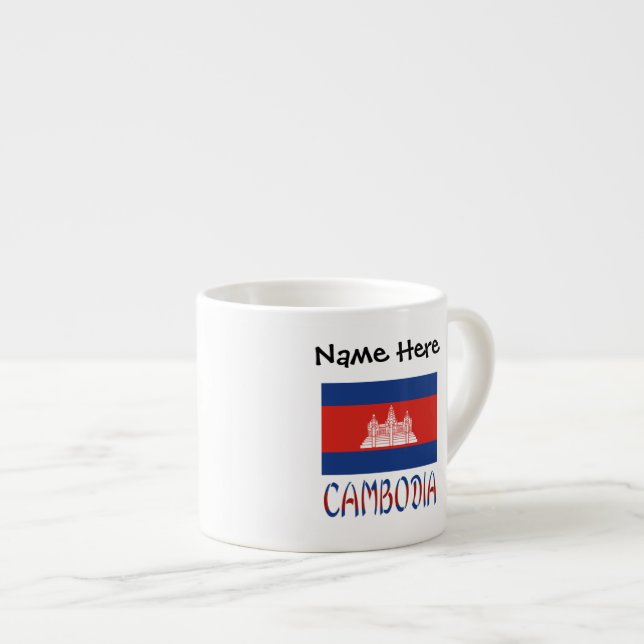 Kambodja Kambodjansk Flagga Tiled Personlig  Espressomugg (Framsida höger)