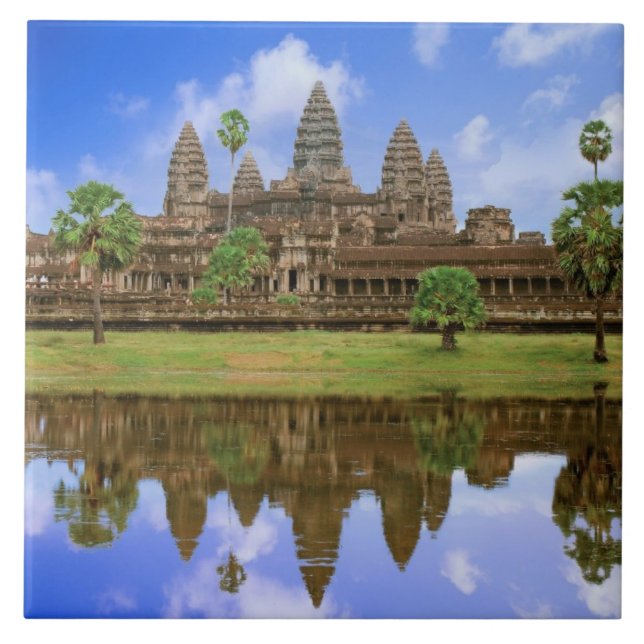 Kambodja, Kampuchea, Angkor Wat temple. Kakelplatta (Framsidan)