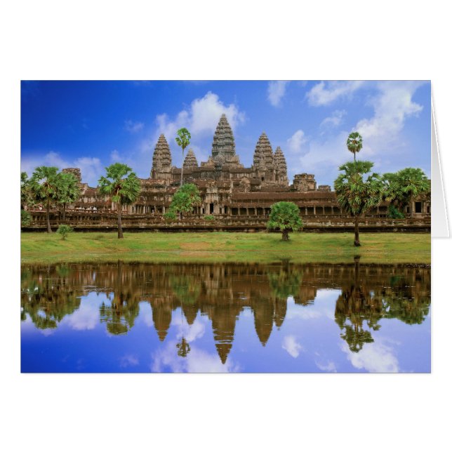 Kambodja, Kampuchea, Angkor Wat-templet. Hälsningskort (Framsidan Horizontal)