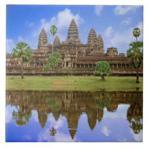 Kambodja, Kampuchea, Angkor Wat-templet. Kakelplatta