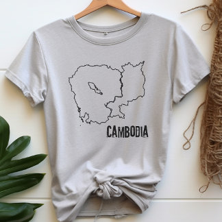Kambodja Land Outline Karta Shirt Kambodjanska lin T
