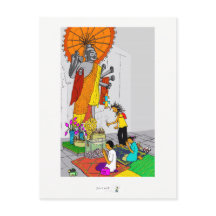 Kambodja med färgat vykort, buddistiskt tempel