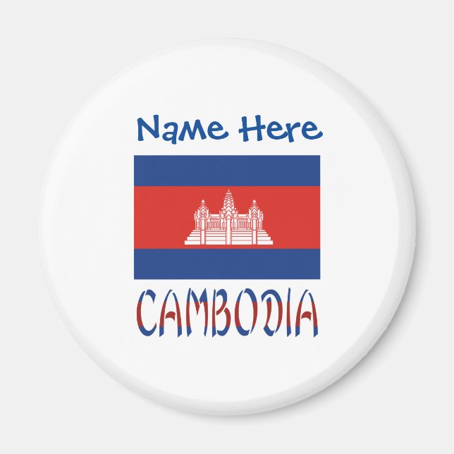 Kambodja och Kambodjas Flagga Blue Personalization Magnet (Framsidan)
