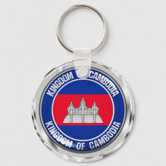 Kambodja Round Emblem Nyckelring (Framsida)