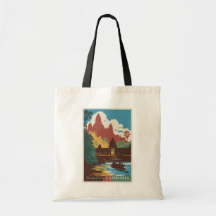 Kambodja Temple Illustration Travel Art Vintage Tygkasse