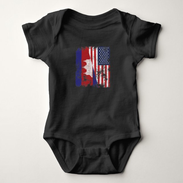 Kambodja USA flagga - halva Amerika T Shirt (Framsida)