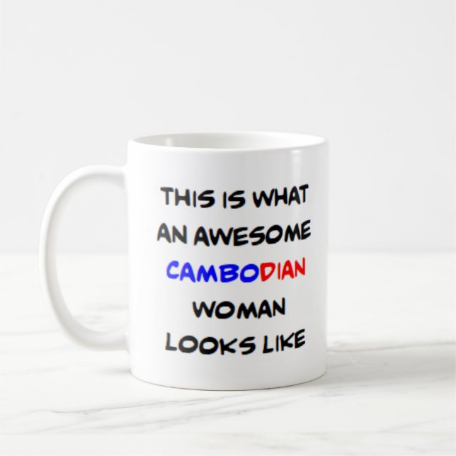 kambodjansk kvinna, fantastisk kaffemugg (Vänster)