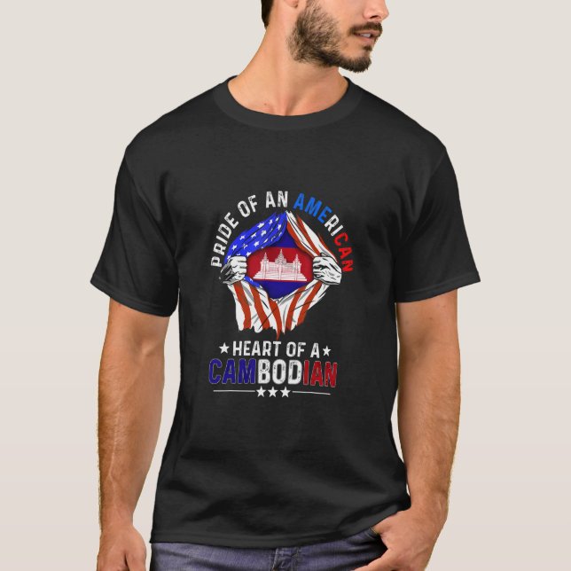 Kambodjanska amerikanska Pridet Foreign Kambodja T Shirt (Framsida)