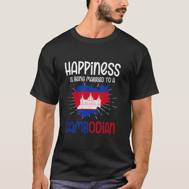 Kambodjanska Flagga 4 T Shirt (Framsida)