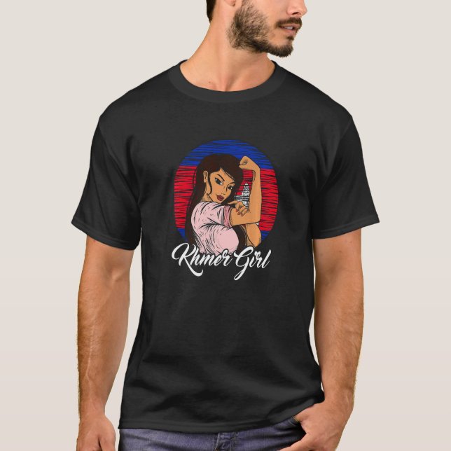 Kambodjanska Flagga Kambodja T Shirt (Framsida)