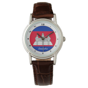Kambodjanska Flagga och Kambodja trendig mode /des Armbandsur