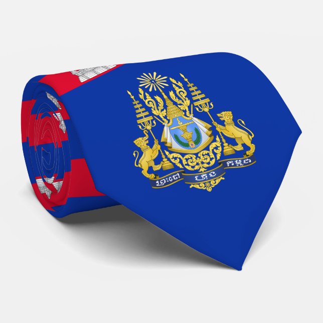 Kambodjanska Flagga & Royalet Arm, Kambodja Slips (Rullad)