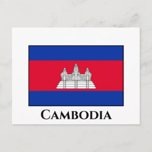 Kambodjanska Flagga Vykort