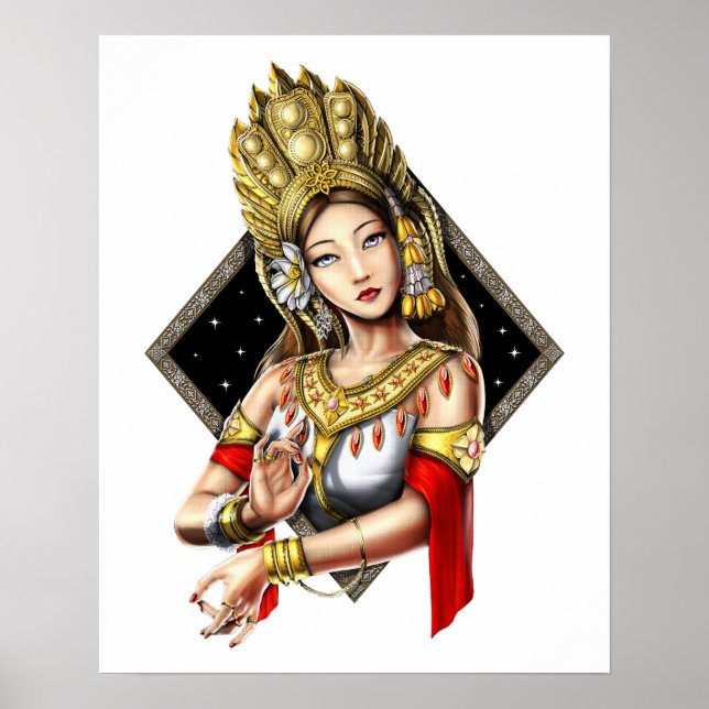Kambodjanska Khmer Apsara Dancer Poster (Framsidan)