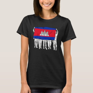 Kambodjanska Khmer Group Proud Flagga Day Temp T Shirt