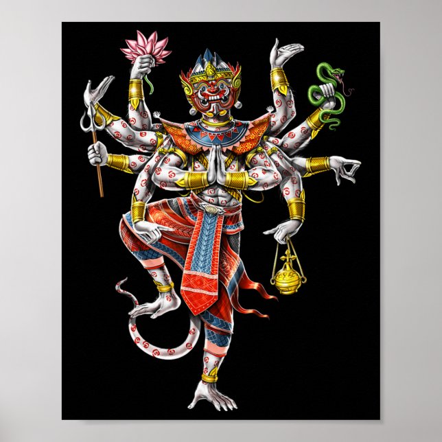 Kambodjanska Khmer Hanuman Reamker Traditional Dan Poster (Framsidan)