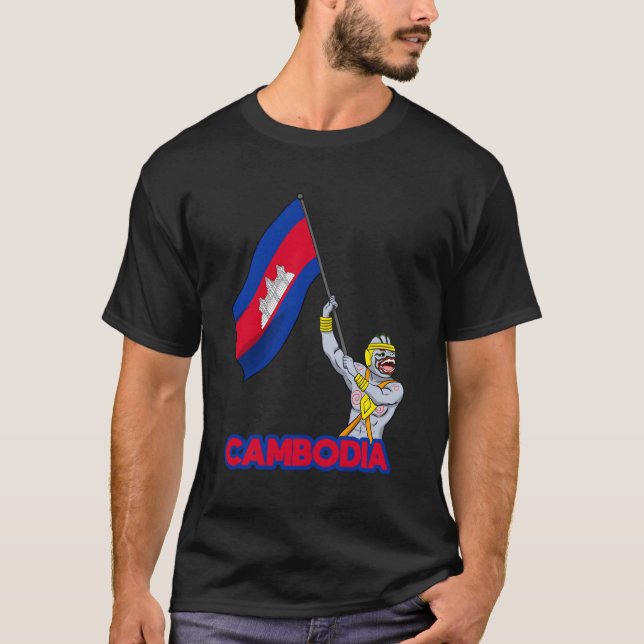 Kambodjanska Khmer Reamker Hanu Flagga T Shirt (Framsida)