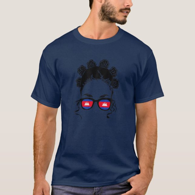 Kambodjanska Khmer Sunglass Flagga Day Proud B T Shirt (Framsida)