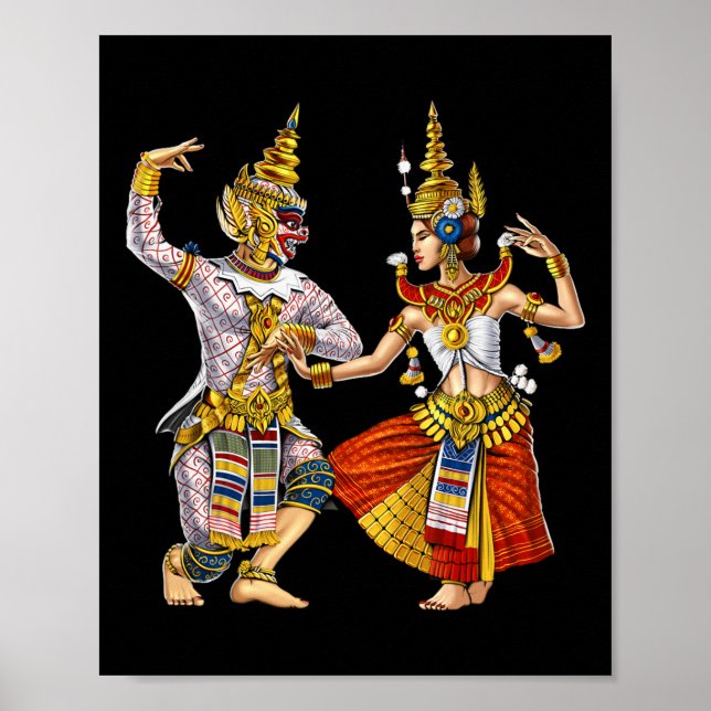 Kambodjanska Khmer Traditional Dance Apsara Kambod Poster (Framsidan)