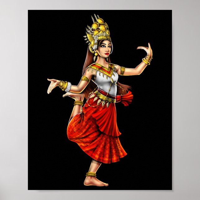 Kambodjanska Khmer Traditional Dance Girl Apsara C Poster (Framsidan)