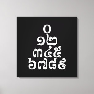 Kambodjanska Numbers Pyramid - 0 12 345 6789 Khmer Canvastryck