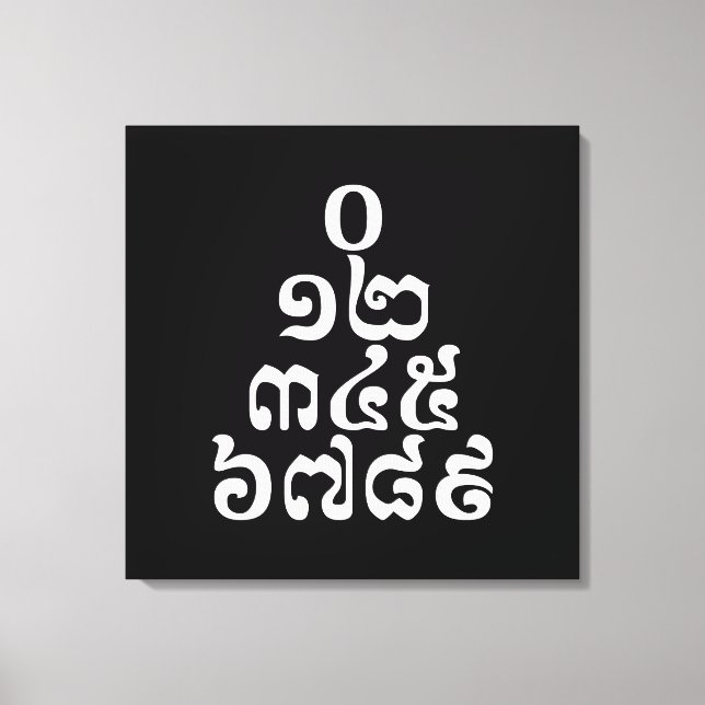 Kambodjanska Numbers Pyramid - 0 12 345 6789 Khmer Canvastryck (Framsida)