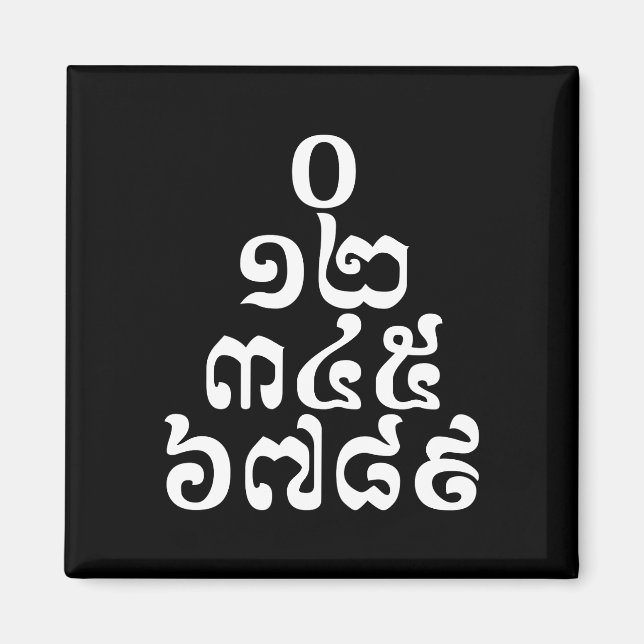 Kambodjanska Numbers Pyramid - 0 12 345 6789 Khmer Magnet (Framsidan)