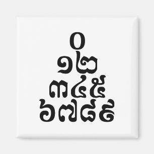Kambodjanska Numbers Pyramid - 0 12 345 6789 Khmer Magnet