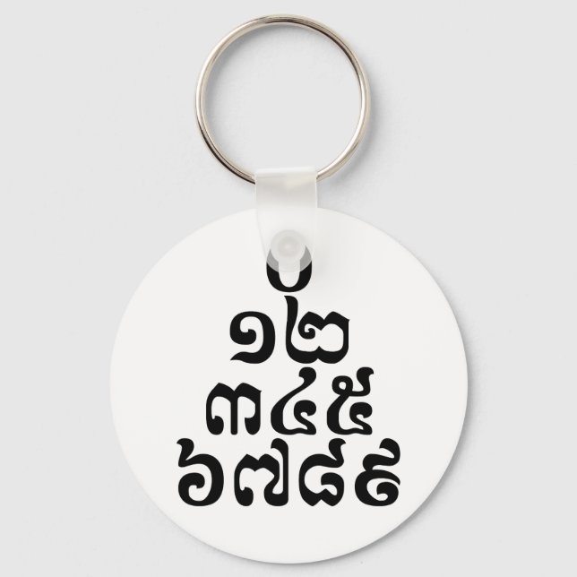Kambodjanska Numbers Pyramid - 0 12 345 6789 Khmer Nyckelring (Framsida)