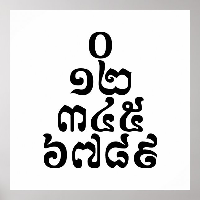 Kambodjanska Numbers Pyramid - 0 12 345 6789 Khmer Poster (Framsidan)
