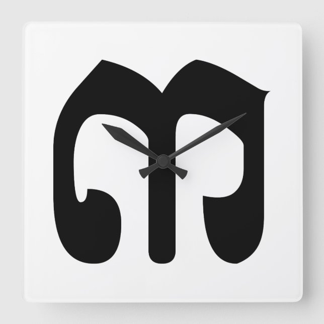 Kambodjanska Nummer 3 / Tre / ៣ (Bei) Khmer-skrift Fyrkantig Klocka (Framsida)