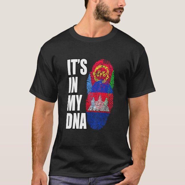 Kambodjanska och eritreanska Mix DNA-Flagga T Shirt (Framsida)
