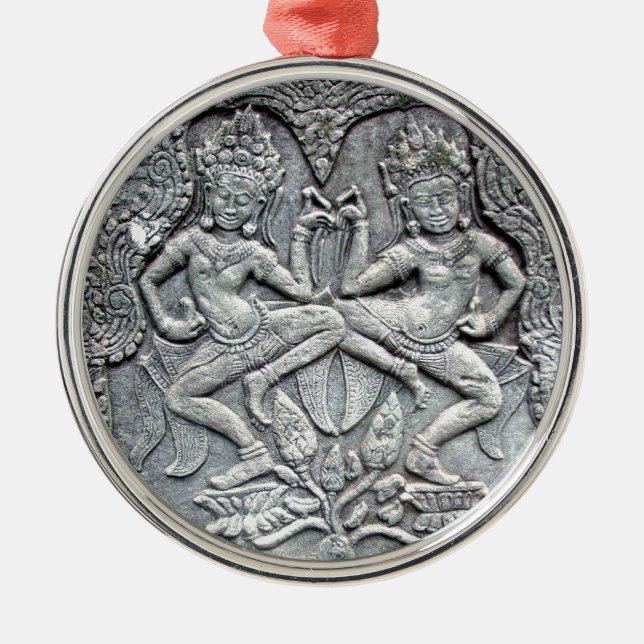 Kambodjanskt snida för dansaresten julgransprydnad metall (Framsidan)