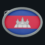 Kambodjas flagga<br><div class="desc">Sedan omkring 1850 har den kambodjanska flagga skildrat Angkor Wat i centrum. Den nuvarande flagga, med blå gräns och röd central, antogs efter Kambodjas självständighet 1948. #patriotic #flagga #cambodia #cambodian #angkorwat</div>