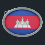 Kambodjas flagga<br><div class="desc">Sedan omkring 1850 har den kambodjanska flagga skildrat Angkor Wat i centrum. Den nuvarande flagga,  med blå gräns och röd central,  antogs efter Kambodjas självständighet 1948. #patriotic #flagga #cambodia #cambodian #angkorwat</div>