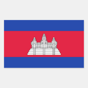Kambodjas Flagga Flagga Sticker Rektangulärt Klistermärke
