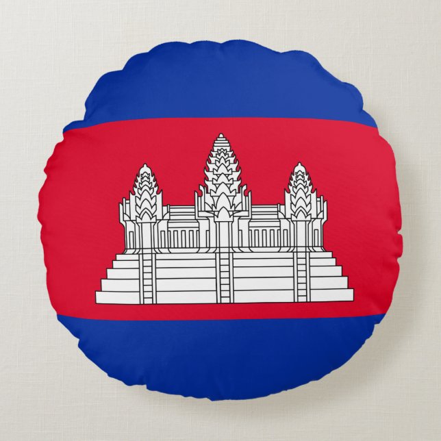 Kambodjas patriotiska flagg-runda kudde (Framsidan)