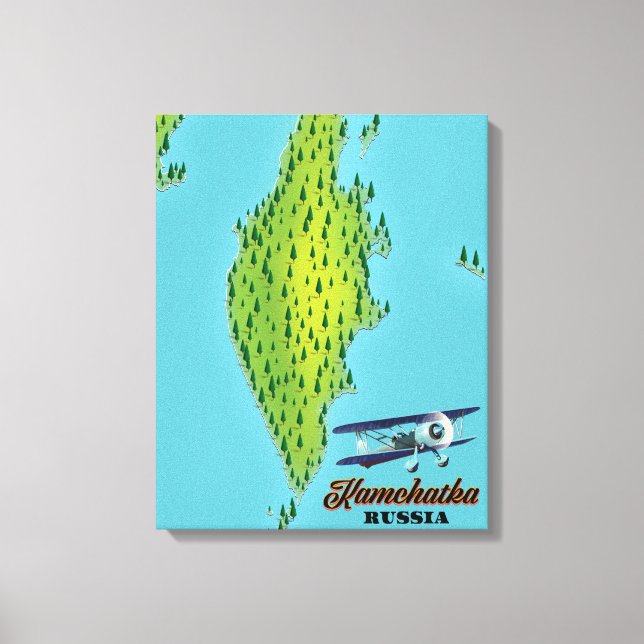 Kamchatka-halvön Ryssland resekarta. Canvastryck (Framsida)